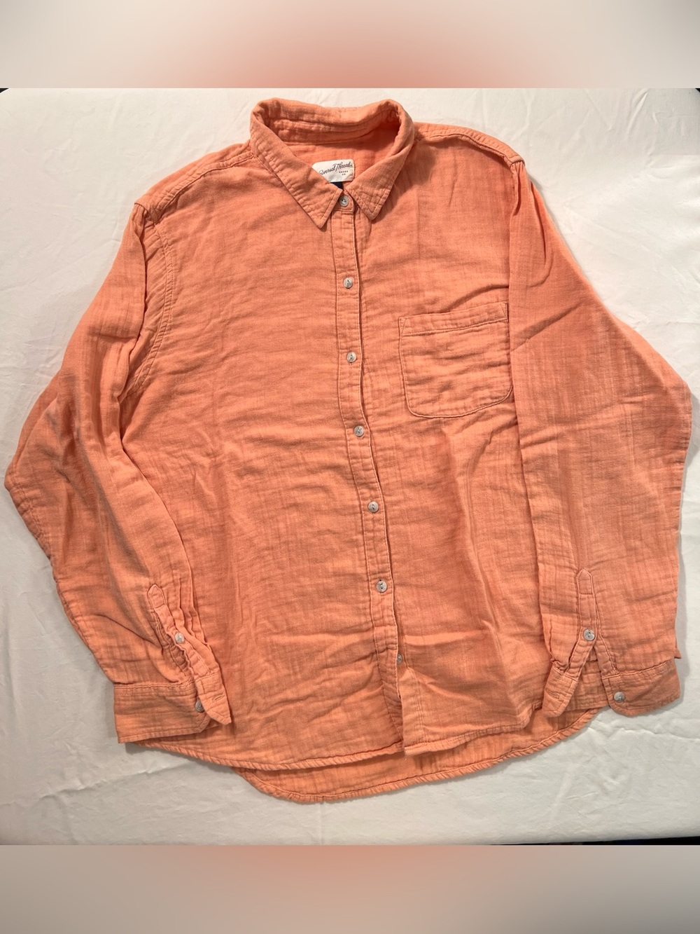 Universal Women’s Lightweight Button-Up Shirt in Coral Orange 100% cotton